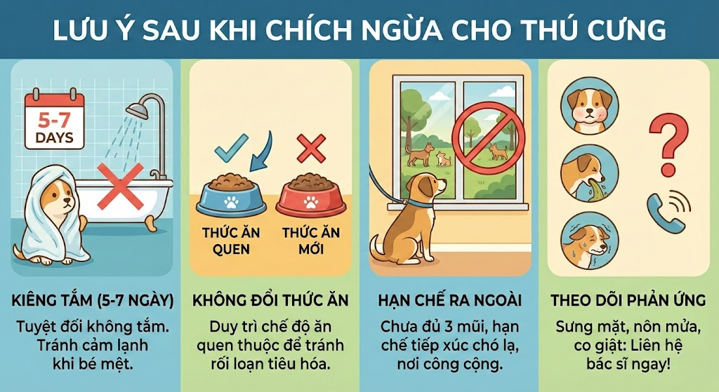 Những lưu ý "vàng" trước và sau khi lịch tiêm phòng cho chó con